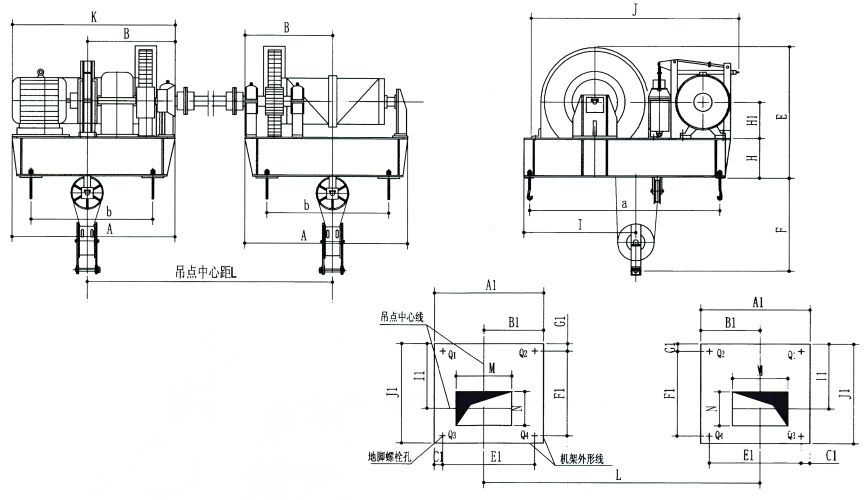 QPK2×50KN-QPK2×250KN系列卷揚(yáng)式雙吊點(diǎn)啟閉機(jī)外形及基礎(chǔ)布置示意圖.jpg