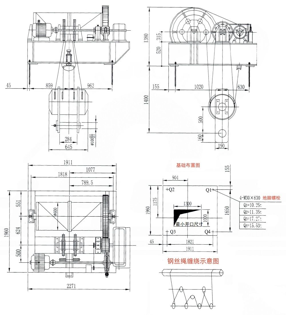 QP1×400KN型卷?yè)P(yáng)式單吊點(diǎn)啟閉機(jī)外形及基礎(chǔ)布置示意圖.jpg