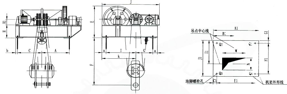 QPK1×400KN-QPK1×1250KN系列卷揚式單吊點啟閉機外形及基礎(chǔ)布置示意圖.jpg